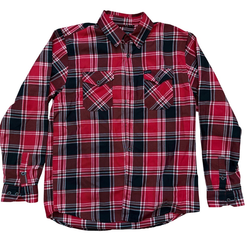 Dixxon Flannel Snap-On Shirt Mens L Red Black Plaid D-Tech Limited Edition